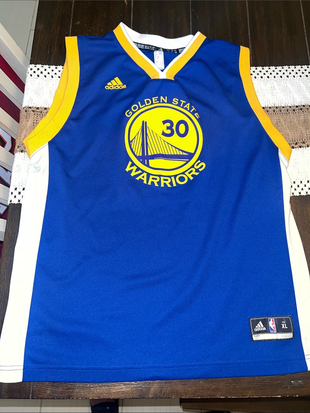 adidas Golden State Warriors Blue and Yellow Jersey #30